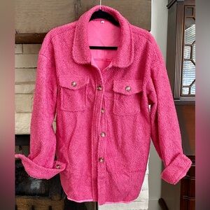 Fuschia Shirt Jacket, Looped Texture